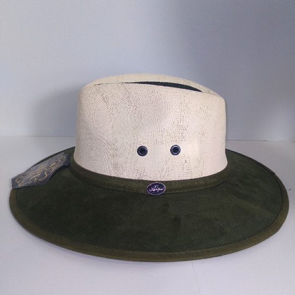 ANPA LIVING THE STYLE Mens Green Faux Suede And 100% Straw Handmade Fedora Hat - Picture 7 of 8